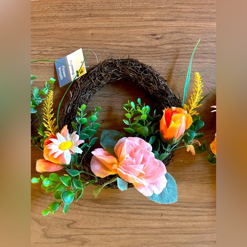 Spring and Summer floral decor, pink, orange, green, yellow flowers, set of 3